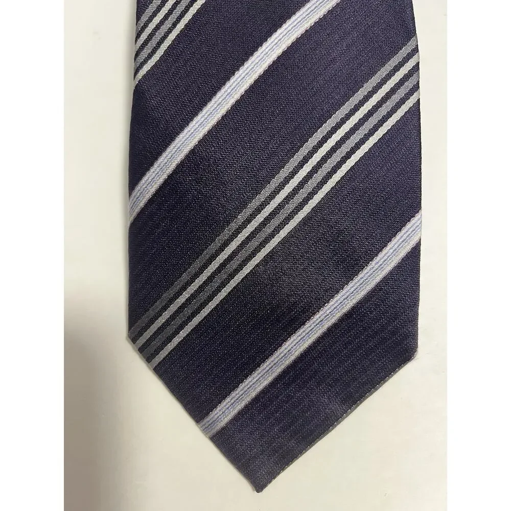 Giorgio Armani Men's Purple Striped Necktie 100% Silk Made In Italy 59.5
